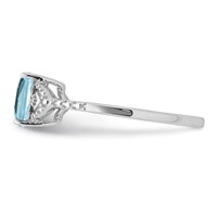Sterling Silver Rhodium Plated Diamond and Sky Blue Topaz Ring view 3