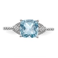 Sterling Silver Rhodium Plated Diamond and Sky Blue Topaz Ring view 5