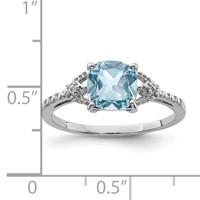 Sterling Silver Rhodium Plated Diamond and Sky Blue Topaz Ring view 4