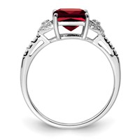 Sterling Silver Rhodium Plated Diamond and Garnet Ring view 2