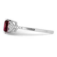 Sterling Silver Rhodium Plated Diamond and Garnet Ring view 4