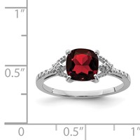 Sterling Silver Rhodium Plated Diamond and Garnet Ring view 3