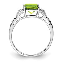 Sterling Silver Rhodium Plated Diamond and Peridot Ring view 2