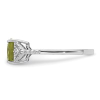 Sterling Silver Rhodium Plated Diamond and Peridot Ring view 4