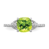 Sterling Silver Rhodium Plated Diamond and Peridot Ring view 5