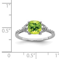 Sterling Silver Rhodium Plated Diamond and Peridot Ring view 3