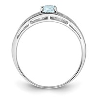Sterling Silver Rhodium Plated Aquamarine Ring view 2