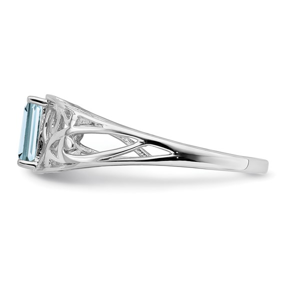 Sterling Silver Rhodium Plated Gemstone Ring                             