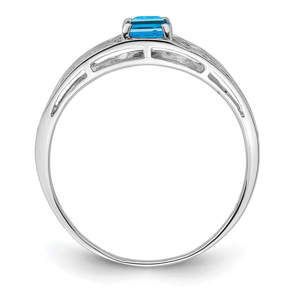 Sterling Silver Rhodium Plated Sky Blue Topaz Ring (QR4503BT-7)