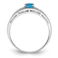 Sterling Silver Rhodium Plated Sky Blue Topaz Ring view 2