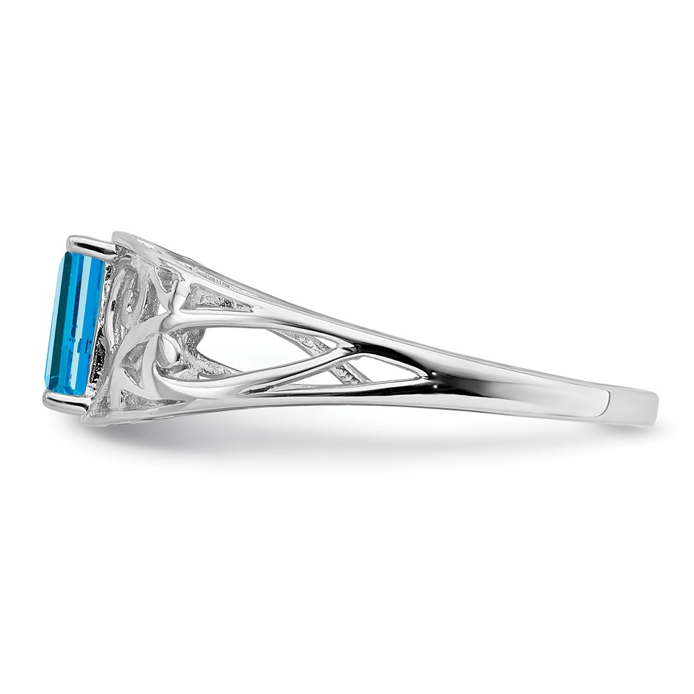 Sterling Silver Rhodium Plated Sky Blue Topaz Ring (QR4503BT-7)