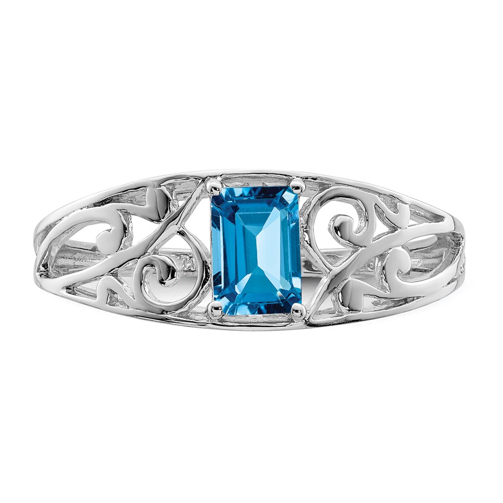 Sterling Silver Rhodium Plated Sky Blue Topaz Ring (QR4503BT-7)