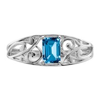 Sterling Silver Rhodium Plated Sky Blue Topaz Ring view 5