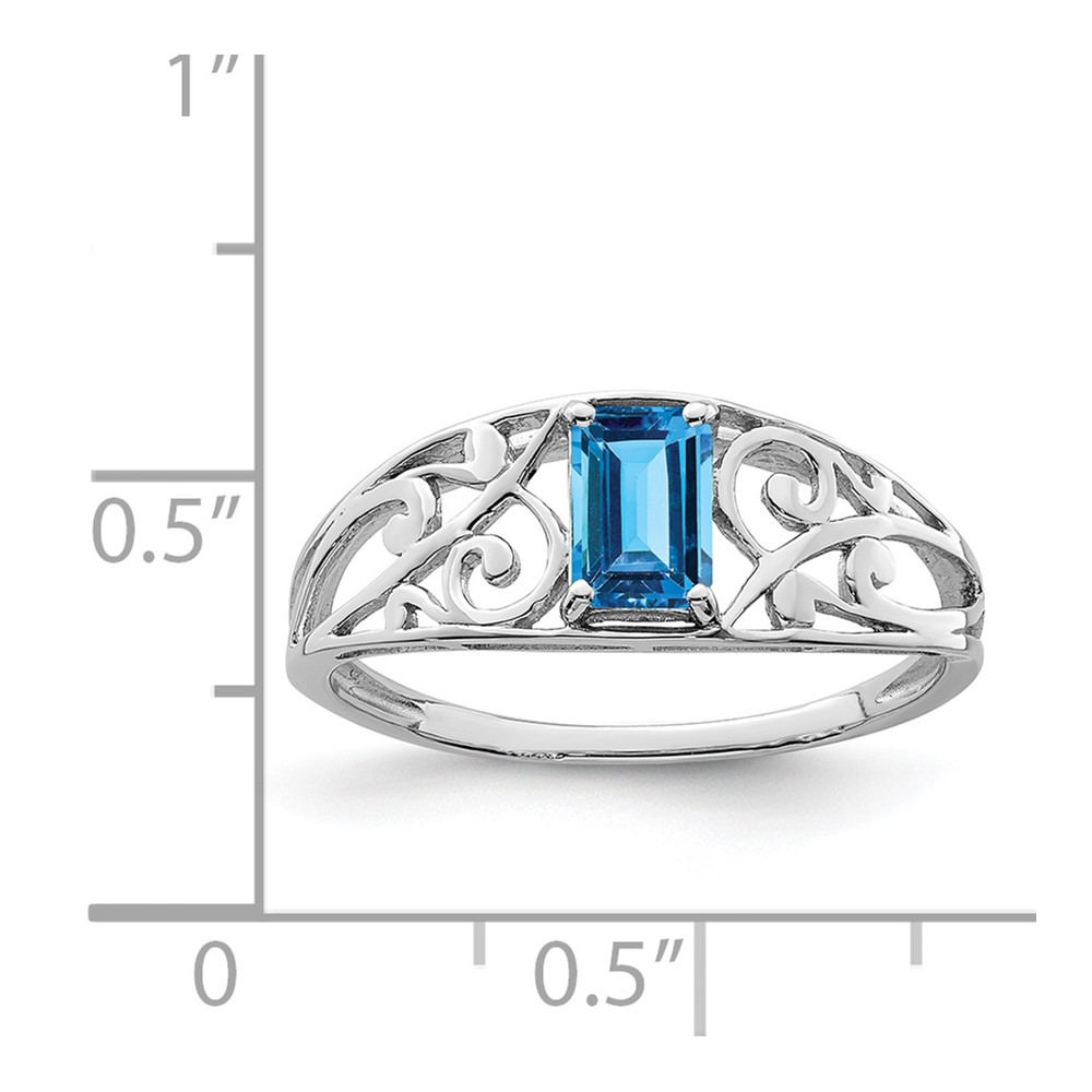 Sterling Silver Rhodium Plated Sky Blue Topaz Ring (QR4503BT-7)