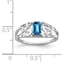 Sterling Silver Rhodium Plated Sky Blue Topaz Ring view 3