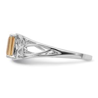 Sterling Silver Rhodium Plated Citrine Ring view 4