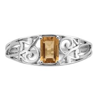 Sterling Silver Rhodium Plated Citrine Ring view 5
