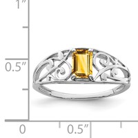 Sterling Silver Rhodium Plated Citrine Ring view 3