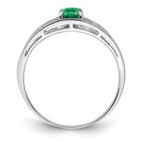 Sterling Silver Rhodium Plated Emerald Ring view 2