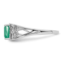 Sterling Silver Rhodium Plated Emerald Ring view 3
