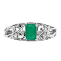 Sterling Silver Rhodium Plated Emerald Ring view 5