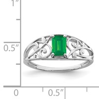 Sterling Silver Rhodium Plated Emerald Ring view 4