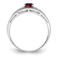 Sterling Silver Rhodium Plated Garnet Ring view 2