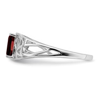 Sterling Silver Rhodium Plated Garnet Ring view 4