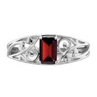 Sterling Silver Rhodium Plated Garnet Ring view 5