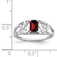 Sterling Silver Rhodium Plated Garnet Ring view 3