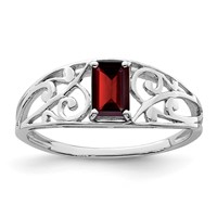 Sterling Silver Rhodium Plated Garnet Ring view 1