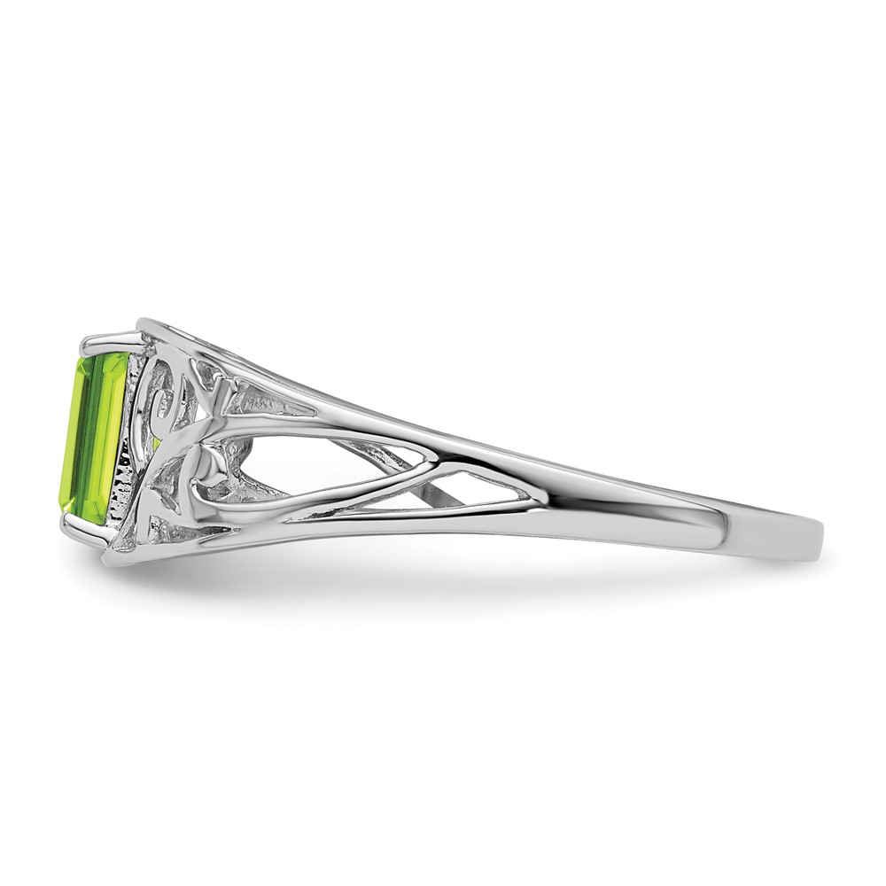 Sterling Silver Rhodium Plated Peridot Ring (QR4503PE-6)