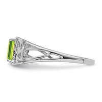 Sterling Silver Rhodium Plated Peridot Ring view 4