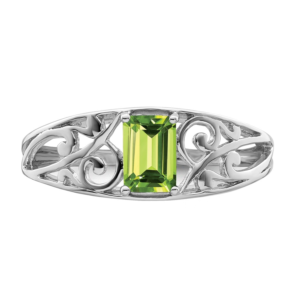 Sterling Silver Rhodium Plated Peridot Ring (QR4503PE-6)