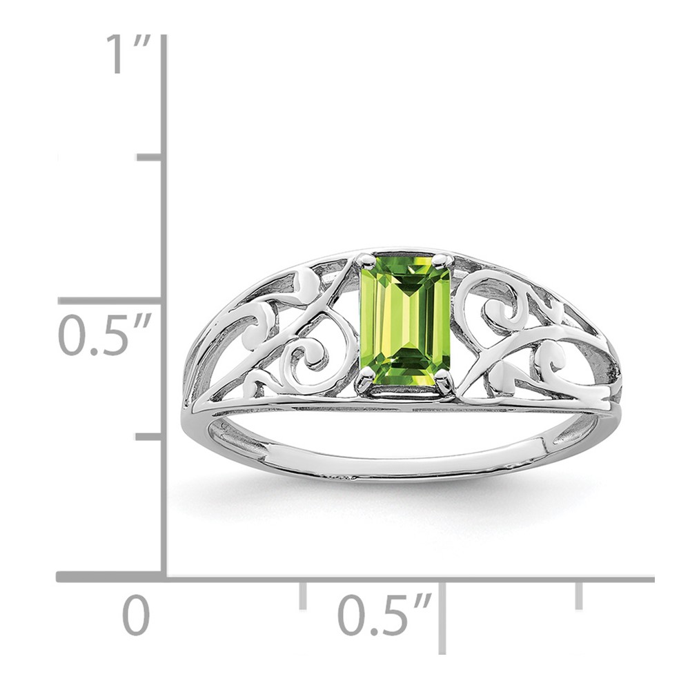 Sterling Silver Rhodium Plated Peridot Ring (QR4503PE-6)