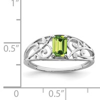 Sterling Silver Rhodium Plated Peridot Ring view 3