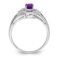 Sterling Silver Rhodium Plated Diamond & Amethyst Ring view 2