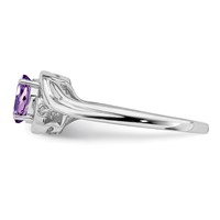 Sterling Silver Rhodium Plated Diamond & Amethyst Ring view 4