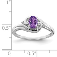 Sterling Silver Rhodium Plated Diamond & Amethyst Ring view 3