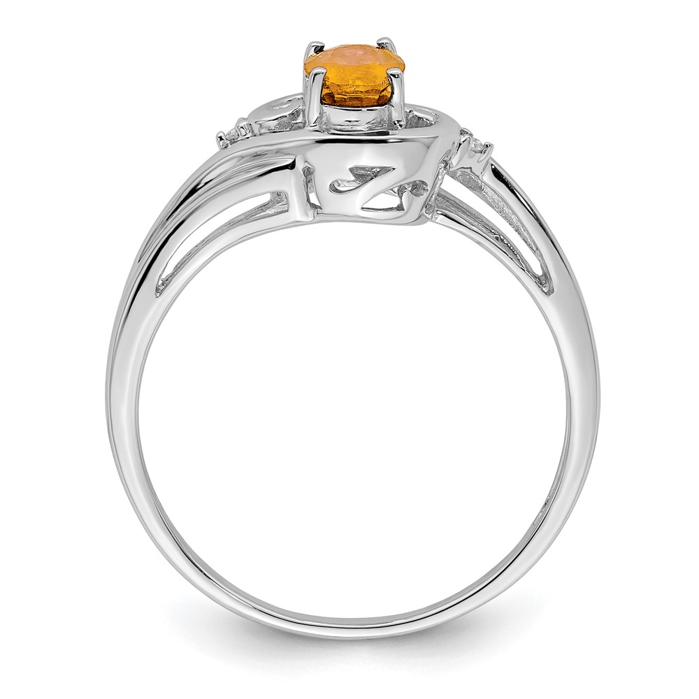 Sterling Silver Rhodium Plated Diamond & Citrine Ring (QR4504CI-8)