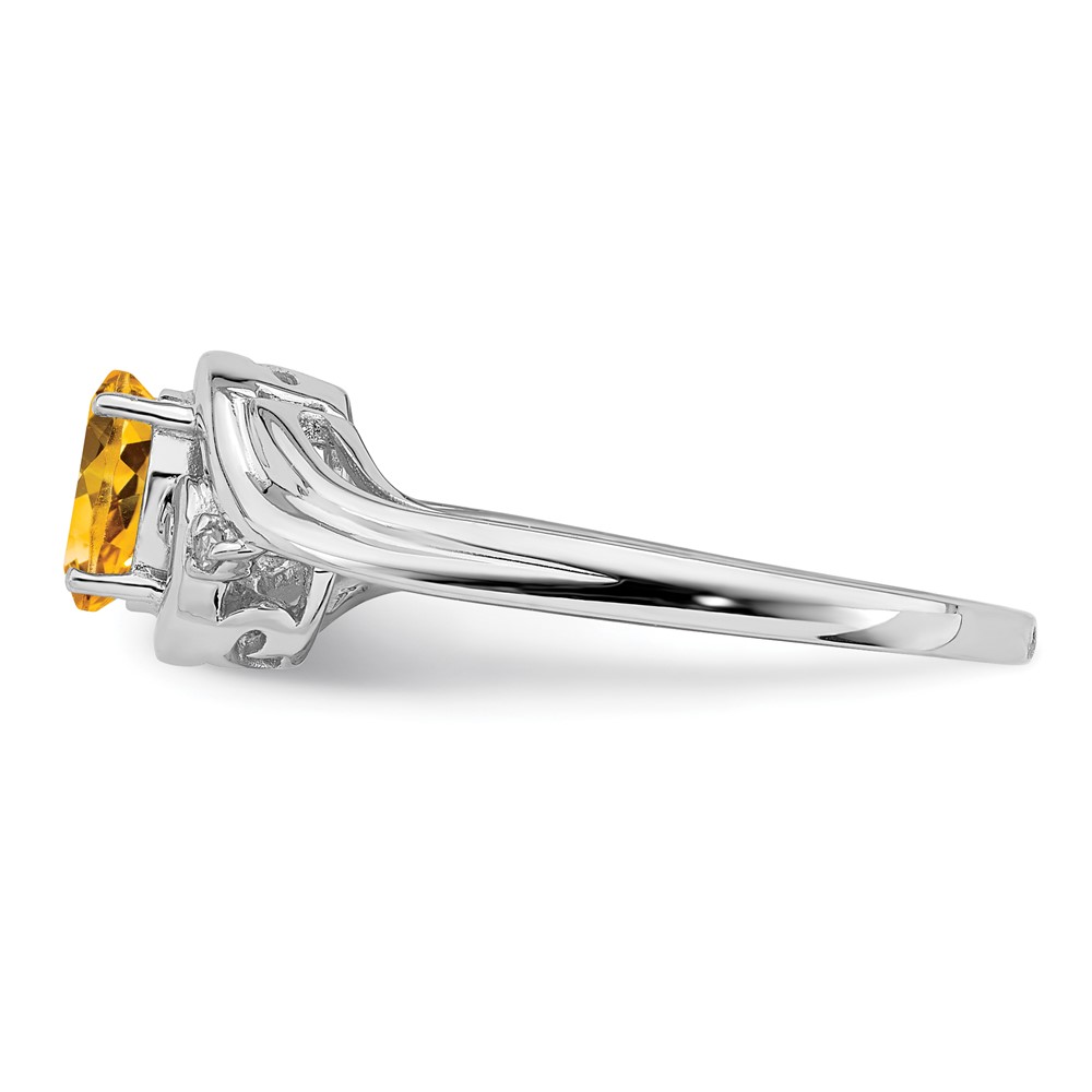 Sterling Silver Rhodium Plated Diamond & Citrine Ring (QR4504CI-8)