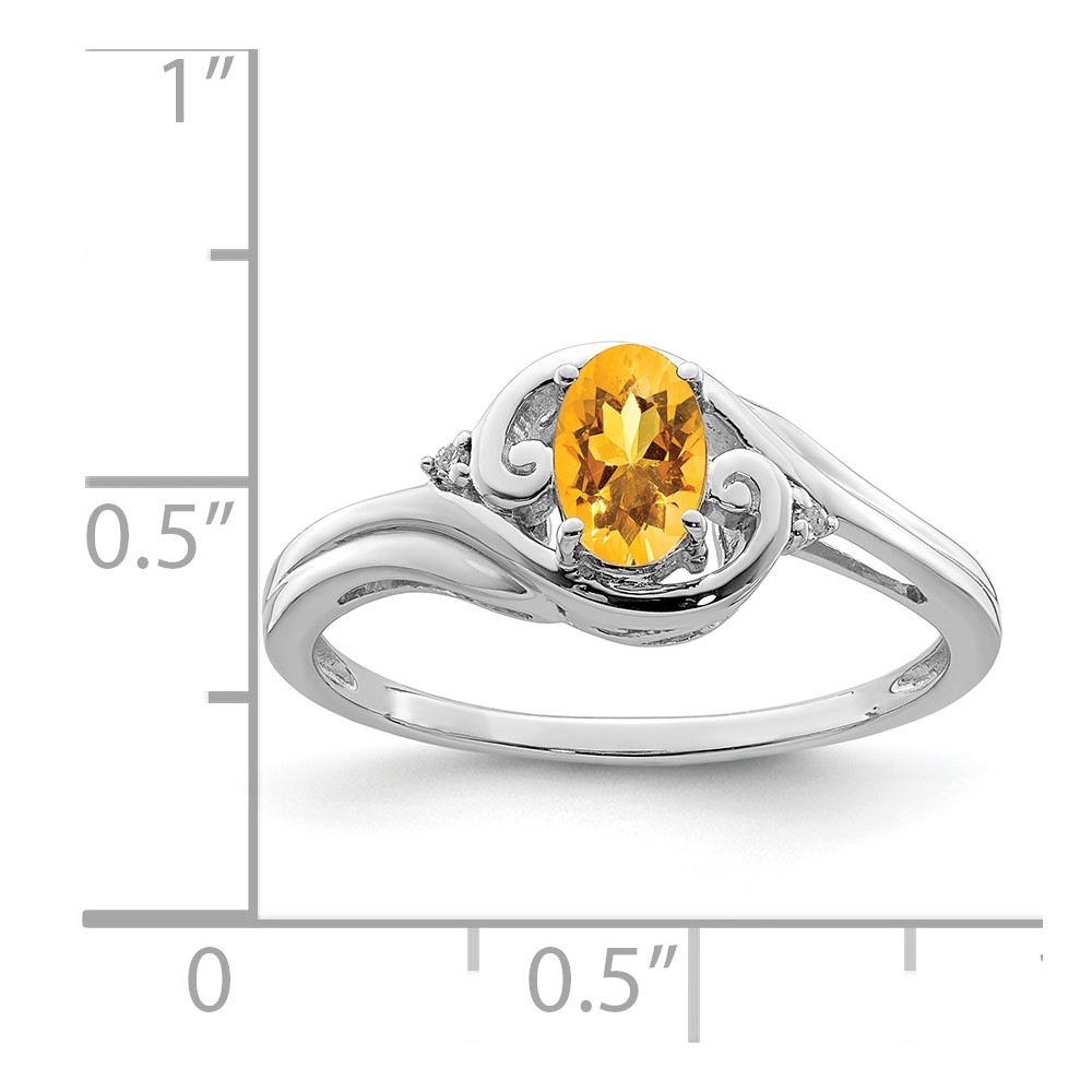 Sterling Silver Rhodium Plated Diamond & Citrine Ring (QR4504CI-8)