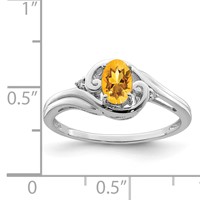 Sterling Silver Rhodium Plated Diamond & Citrine Ring view 3