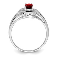 Sterling Silver Rhodium Plated Diamond & Garnet Ring view 2