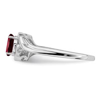 Sterling Silver Rhodium Plated Diamond & Garnet Ring view 4
