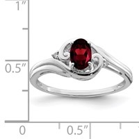 Sterling Silver Rhodium Plated Diamond & Garnet Ring view 3