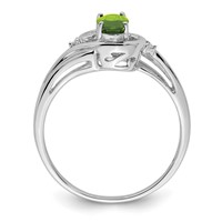 Sterling Silver Rhodium Plated Diamond & Peridot Ring view 2
