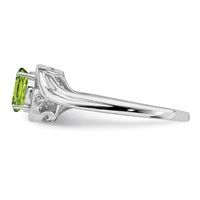 Sterling Silver Rhodium Plated Diamond & Peridot Ring view 3