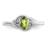 Sterling Silver Rhodium Plated Diamond & Peridot Ring view 5