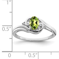 Sterling Silver Rhodium Plated Diamond & Peridot Ring view 4
